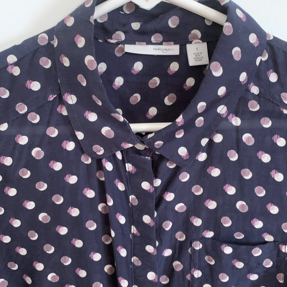 Silk Cotton Hallogen Button Down Blouse Size Small